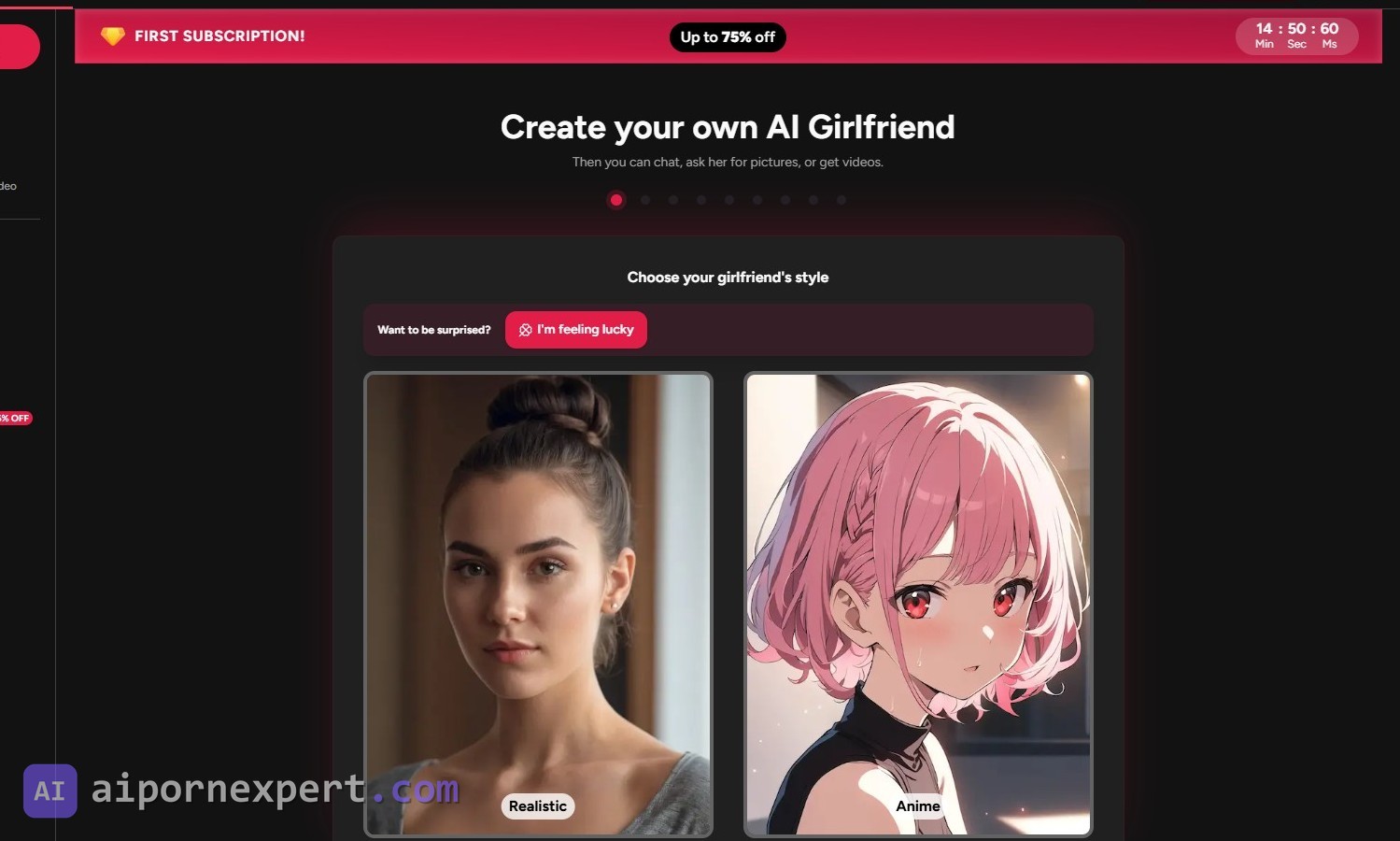 AI companion character creation screen, choosing body type, hair, personality